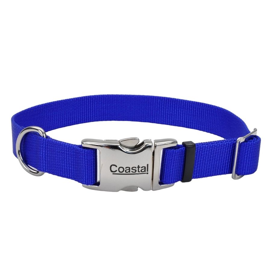 Collar adjustable dog with metal buckle, blue, , large image number null